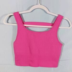 Yogalicious Melanie Seamless Waffle Knit Longline Bra Womens Small Pink Workout